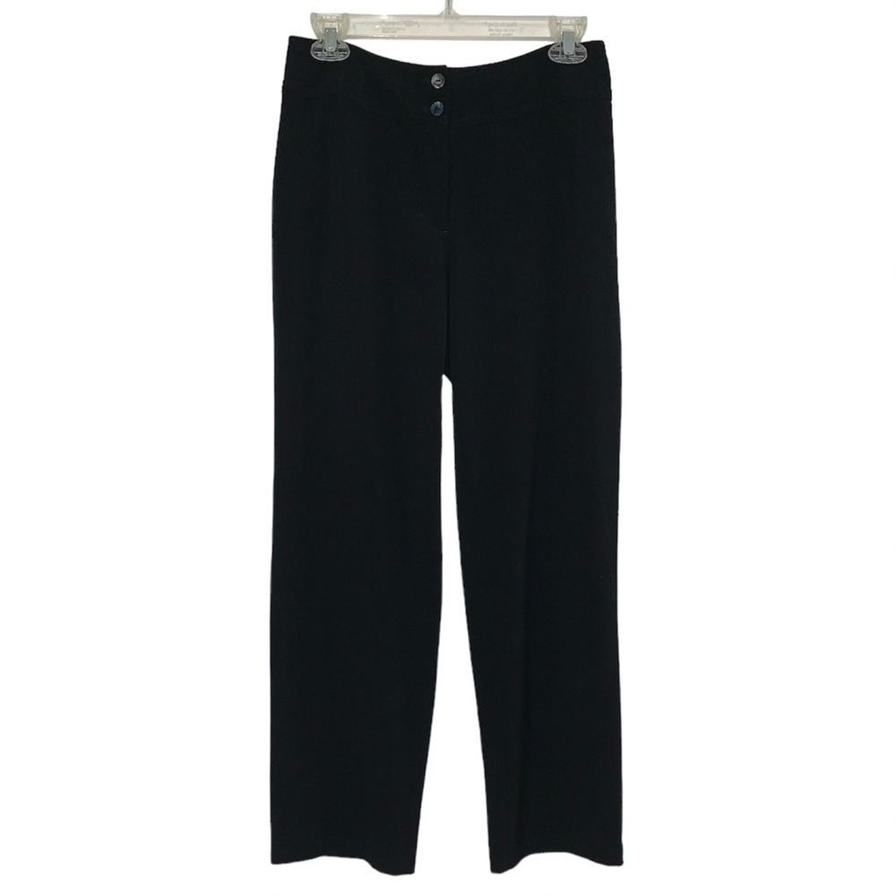 Chico's Additions Straight Leg Pants Women Size 4 Black Career Trousers Stretch
